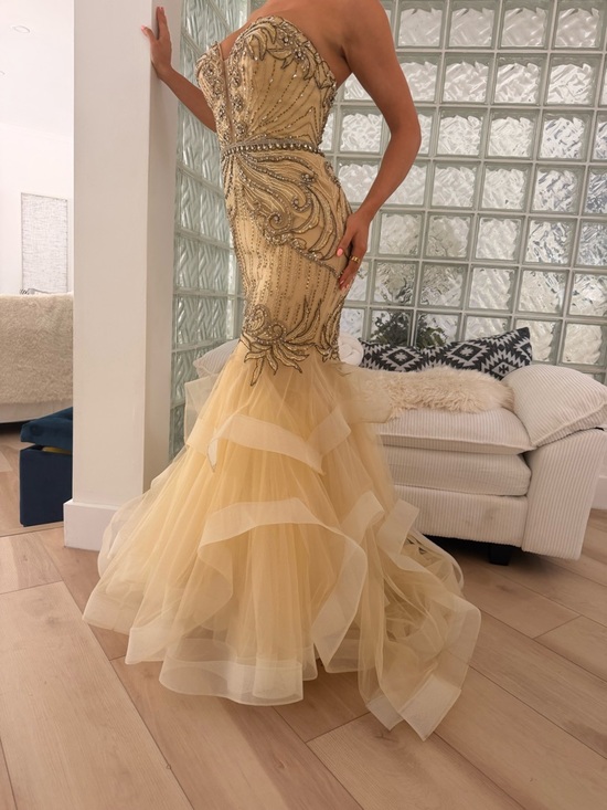Jovani Dresses & Skirts - Jovani Gold Beaded Strapless Mermaid Prom Dress